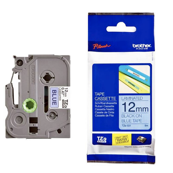 Brother Tape Cassette Black on Blue 12mm TZE-531
